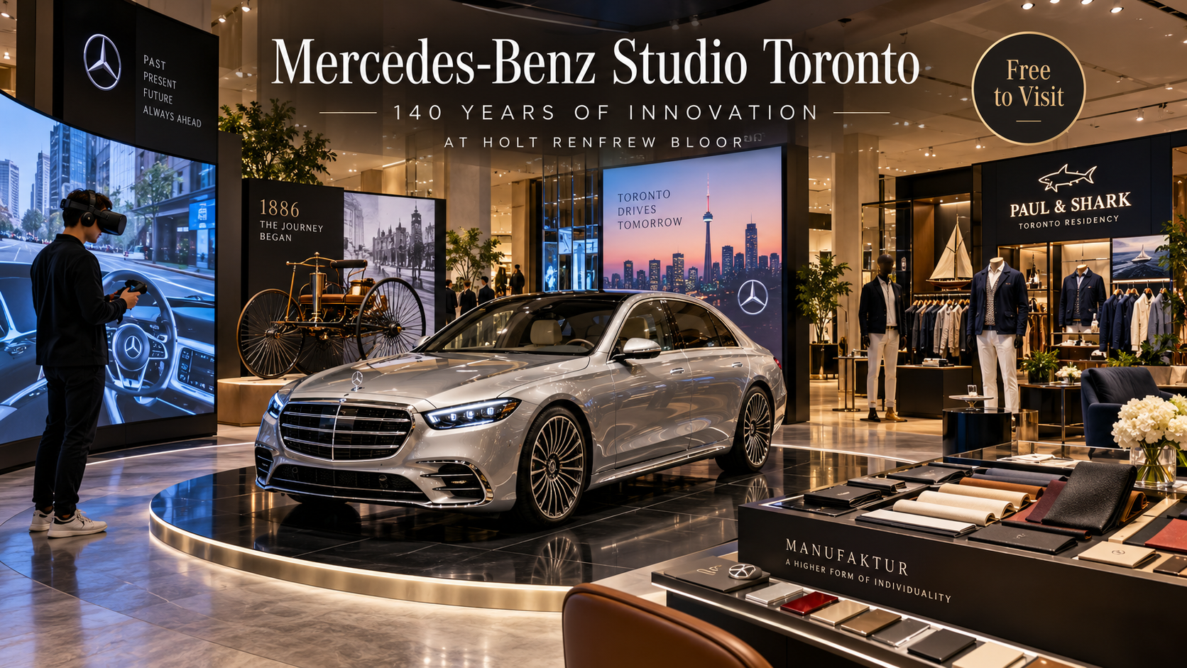 Mercedes-Benz Studio Toronto 140 Years of Innovation experience at Holt Renfrew Bloor